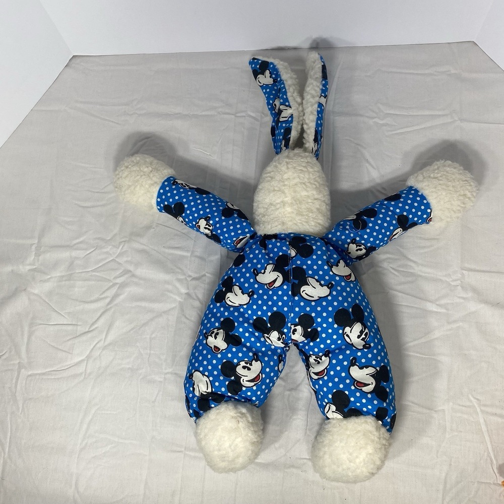 Vintage Mickey Mouse Bunny Plush Doll Blue Polka Dot Snowsuit Disney No Tags - Picture 4 of 8